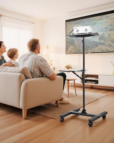 Soporte proyector suelo de 860-1360 mm con 2 bandejas de carga y rotación 360° 5