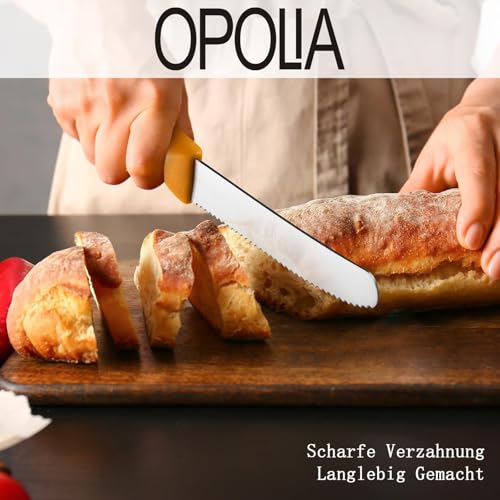 OPOLIA Bunte Frühstücksmesserset (6-tlg), Gezackte Klinge, Tomatenmesser – Ansicht 4