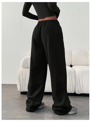 SHENHE Women's Straight Leg Elastic Waist Sweatpants Open Bottom Athletic Lounge Loose Pants3