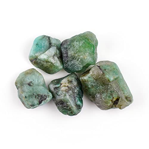 Qnavic 5Pcs Natural Raw Emerald Rough Gemstone Wholesale Bulk Lot, Birthstone, Energy Diy Craft Stone, Raw Healing Crystals, Loose Gemstone For Wire Wrapping, Jewelry Making Supply #TOP3