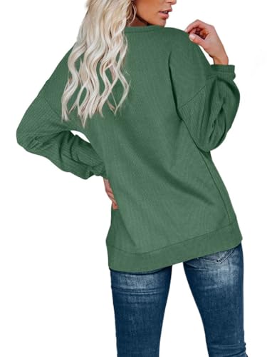 Image of OFEEFAN Womens Casual Sweatshirts Henley Button Up Long Sleeve Tunic Tops