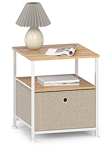 Mesitas de Noche con 1 estantes Cómoda Cajonera Mesilla de Noche Almacenaje Armario Tela Mesa Auxiliar Cama Sofa Comodas...