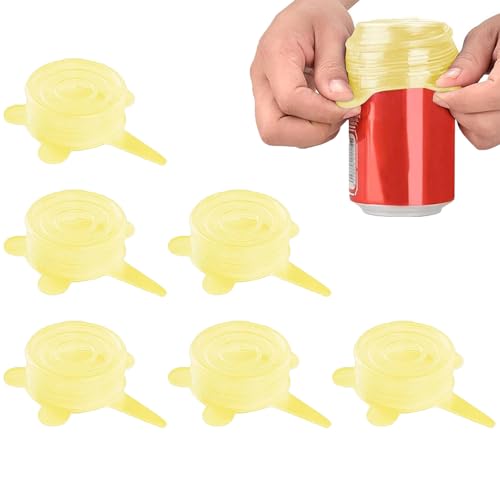6 Stück Silikondeckel Joghurtbecher, Joghurt Deckel, Mehrweg Silikon Große Joghurtdeckel, Praktisch Dehnbar Wiederverwendbar in Frischhalte-Deckel Stretch Lid für Schüsseln, Becher, Dosen, Obst (Gelb)