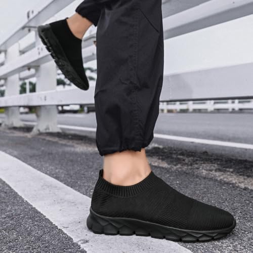 Schuhe Herren Sportschuhe Turnschuhe Schwarz Laufschuhe Slip on Sneaker StraßEnlaufschuhe Sommerschuhe Joggingschuhe Hallenschuhe Fitness Männer Shoes Schwarz 44