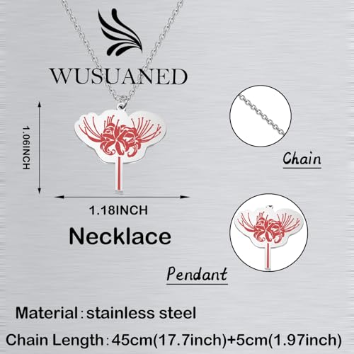 Image of WUSUANED Red Spider Lily Necklace Herb Flowering Jewelry Lilys Flower Gift Plant Lover Gift