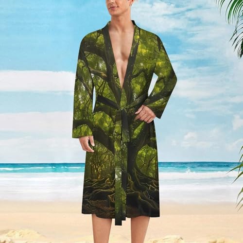 South Carolina Angel Oak Tree Men's Robes Long Sleeve V Neck Bath Robe Printed Bathrobes Cozy Soft Sleepwear2