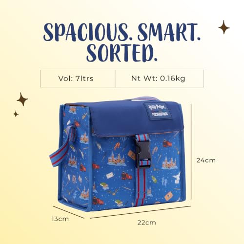 Image of Harry Potter x American Tourister All Over Print Tiffin Bag | 7L Lunch Bag for Kids | Wizarding Food Carry Bag | Teal | 1 Year Global Warranty