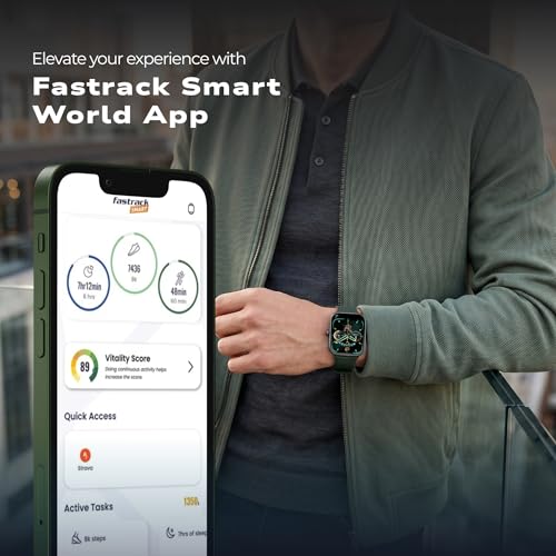 Image of Fastrack Revoltt FS3 Smartwatch with 2.01 inch TFT Display, Bluetooth Calling, Functional Crown, 24 /7 Health Suite, Heart Rate Monitor, SPO₂ & Sleep Tracking, Alarm, IP68 Water Resistant - Dark Green