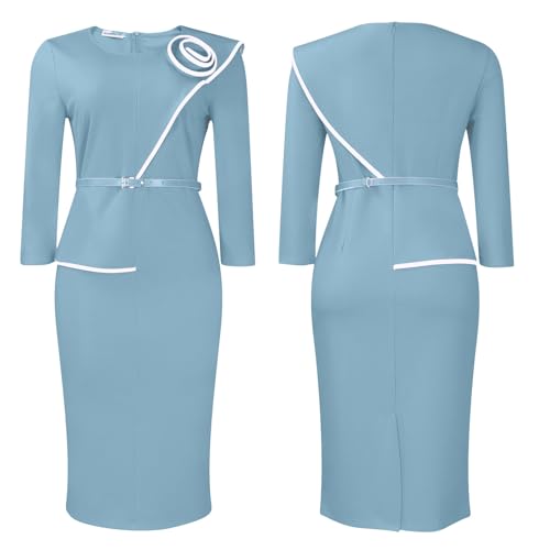 Image of Wear to Work Dress for Women Business Casual Bodycon Midi Dress Elegance Church Outfits