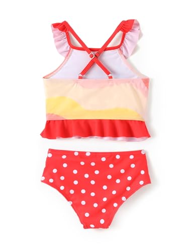 Image of Disney Elsa Princess Toddler Girls Two Piece Tankini Top and Bow Tie Bikini Bottom Beach Swimsuit Set