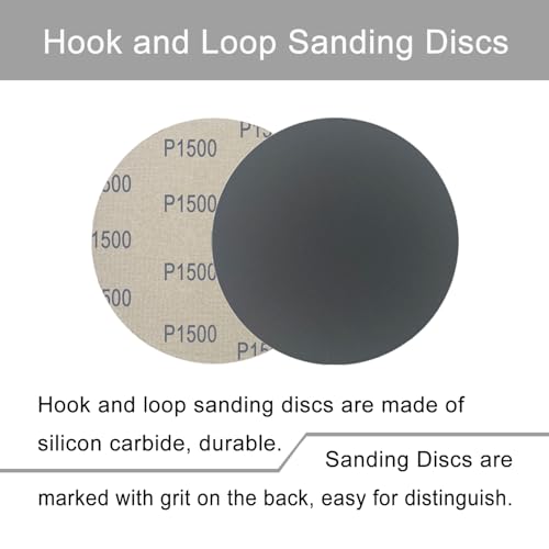 Image of 6 Inch 50 Pcs Wet Dry Sanding Discs Hook and Loop, 1500 Grit Sandpaper Automotive Wood Metal Polishing & Sanding, Silicon Carbide Sand Paper for Random Orbital Sander (Grit 1500)