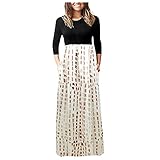 Vestidos Negros para Mujer, Vestido de retazos de Manga Larga Estampado, suéter, Vestido suelto, Vestidos de Moda,Brown,Small