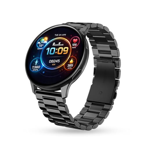 Image of PunnkFunnk Active 5 Smart Watch with 1.3 inch AMOLED HD Display | Bluetooth Calling, AI Voice Assistant, 100+ Sports Modes, Heart Rate & SPO₂ Tracking, IP68 Waterproof for Men & Women- (Metal Black)