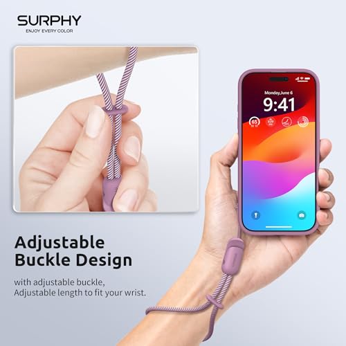 Image of SURPHY 2 Pack Phone Lanyard, Phone Wrist Strap for Case, Camera Wrist Strap | Ultra-Light 2-Color Braided Phone Strap, Cellphone Charm Strap, Anti-Lost Wrist Lanyard for Women and Men, Lilac Purple Gray