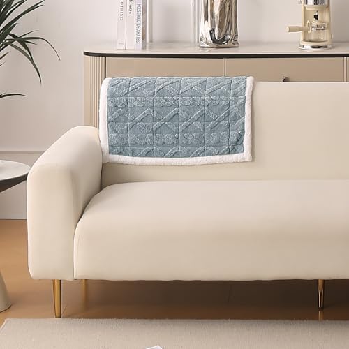 Image of HOKIPO 'Italian Caelora' Luxury Jacquard Plush Sofa Backrest Cover Mat 55x80 cm | Pack of 1 Anti Slip Backrest Mat, Powder Blue (AR-6225-BL)