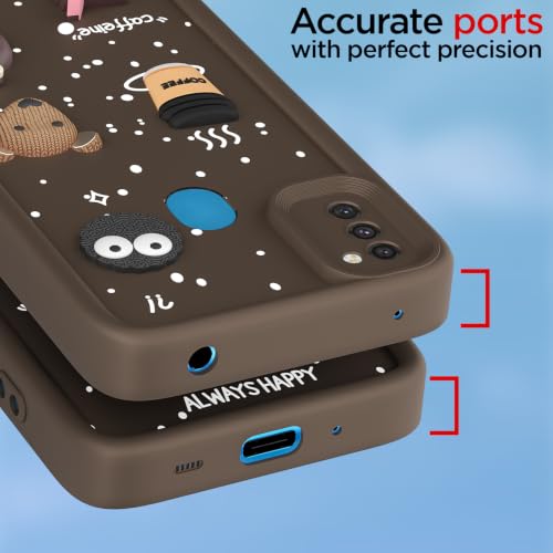 Image of Outlouders Back Cover for Samsung Galaxy M11 | 3D Cartoon Bear Cute Fun Silicone Full Body Protection Bumper Case (Brown)