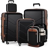 TILYMOL Luggage Sets 5 Piece - Expandable Suitcase Set with TSA Lock & Spinner Wheels, Lightweight PP Hardshell Travel Luggage for Men Women, Black