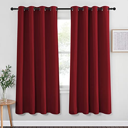 NICETOWN Blackout Curtain Panel Grommet - Home Decorations Thermal Insulated Solid Grommet Top Blackout Living Room Panel/Drape for Gift (Burgundy Red, 1 Panel, 52 x 72-inch)