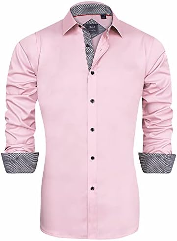 J.VER Herren Hemd Regular Fit Langarm Herrenhemden Friezeit Businesshemd | Button Down, Stretch, Bügelleicht Knitterfrei, blickdicht, Formell, anzug hemd, elastiscer Muster, dress