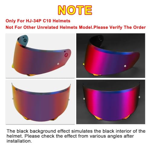 Image of PSLER Shatterproof Motorcycle Helmet Visor for i90 HJ-33,Blue Purplish Red | Impact-Resistant ,UV400 Protection, Motorcycle Tinted Face Shield for i90 HJ-33,Visor Replacement