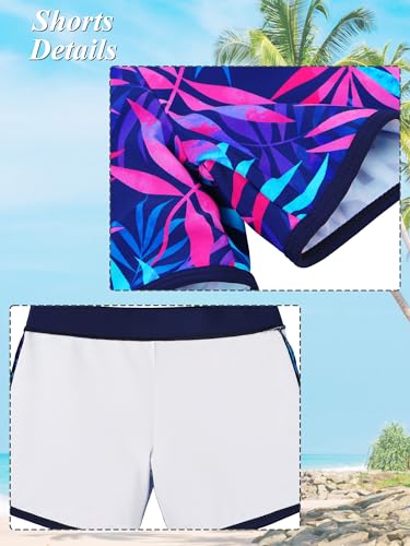 Image of BAOHULU Girls Rash Guard Swimsuit Two Piece Bathing Suit UPF 50+ Short Sleeve Summer Beach Swimwear Size 3-14 Years