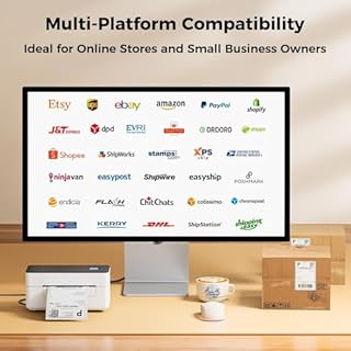 SVANTTO Stampante etichette spedizione ad alta velocità 4x6”, 180 mm/s, compatibile con i sistemi Windows/macOS/Android/iOS, stampa senza inchiostro, compatibile con UPS/Colissimo/Shopify/eBay/Vinted