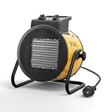 SIAL Calefactor Cerámica 3000 W - Radiador Electrico - Bajo Consumo - Calefacción Industrial - Calor Rápido 3 Segundos - Apto Para Oficinas, Talleres(Amarillo)