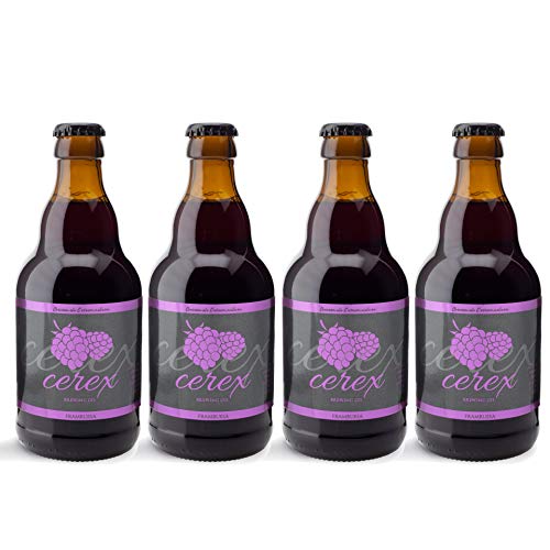 CEREX | Pack de 4 cervezas artesanales de Frambuesa | Pack regalo de Cerveza artesana con caja regalo de presentación | 4 botellas de 330 ml