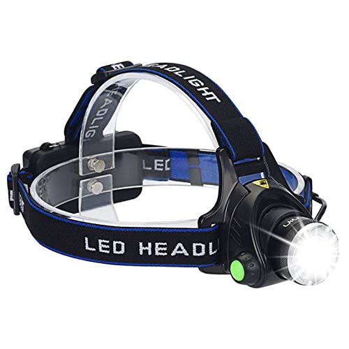 XUNATA LED Headlamp Flashlight Kit, 30000 Lumen Super Bright Zoomable Headlight, Red Safety Light, 3 Modes, Waterproof Light for Camping, Biking, 2 Rechargeable Lithium Battery and USB Cable Included