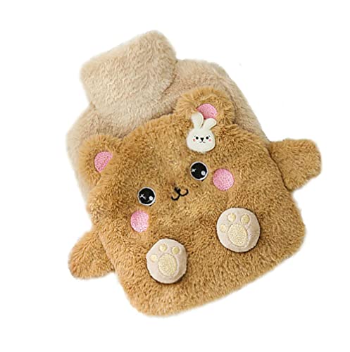 Bouillotte Ours Bouillotte Peluche, Bouillottes Mignonne Bouillotte eau Chaude Enfant Petite Bouillotte par Temps Froid Bon Cadeau pour La Famille Amie, 500ml Cover