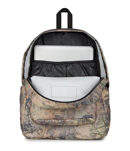 Image of JanSport SuperBreak Plus Backpack with Padded 15-inch Laptop Sleeve and Integrated Bottle Pocket - Spacious and Durable Daypack for Work and Travel, Bogcore Camo Brown /Lt Brn /Dk Green