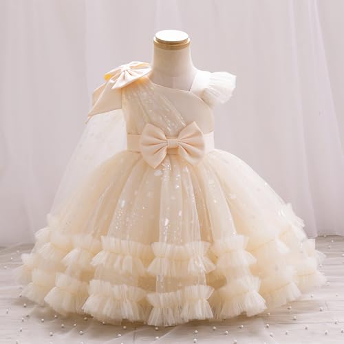 EULIMENE Girls Heart Sequins Dress Shiny Tulle Pageant Princess Wedding Birthday Party Prom Dress 9M-8Y Champagne — view 5