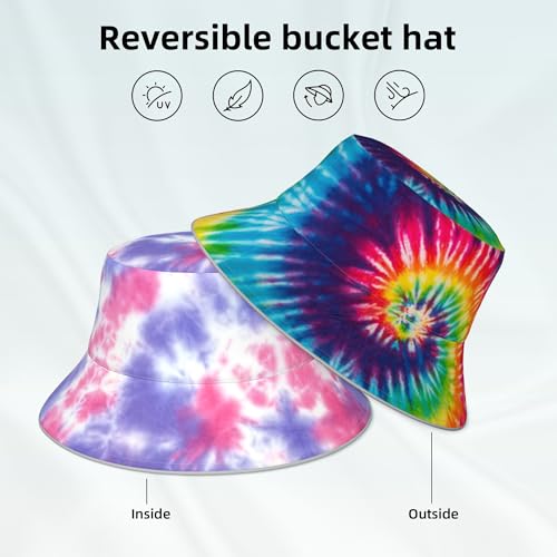 Image of Bucket Hat Beach Summer Sun Hat Reversible Fisherman Hats Double Sided Wearing for Women Men Boys Girls