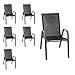Produktbild Wohaga® 6er Set Stapelstuhl 'New York', Textilenbespannung Schwarz, Stahlgestell pulverbeschichtet Anthrazit, stapelbar, Gartenstuhl