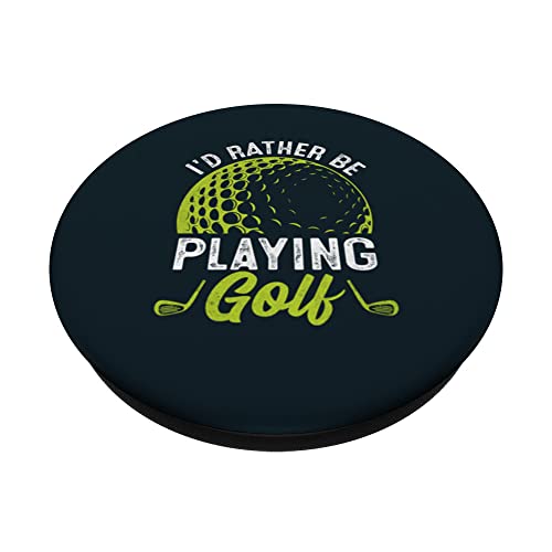 I'd Rather Be Playing Golf PopSockets Swappable PopGrip, Black - Image 2