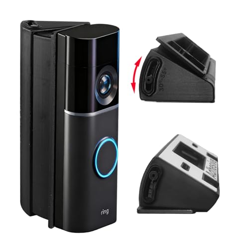 Ivaso 30°-55° Adjustable Angle Mount Bracket for Ring Wired Doorbell Pro 3rd Gen 4K/ Plus 2nd Gen 2K 2025, Both Drill & No Drill Aavailable with Security Screws