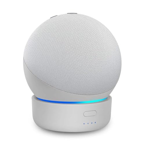 GGMM Battery Base for Dot (5th / 4th Generation) ＆ iPhone - 5500mAh Portable Table Rechargeable Stand Accessories with 7 Hours of Playtime, White (Dot 5 Not Included)