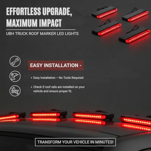 Image of UBH Roof Marker LED Lights For Cars, Trucks, Or Suv 4 X 4 Thar (UFO) (UFO Light 5 Red)