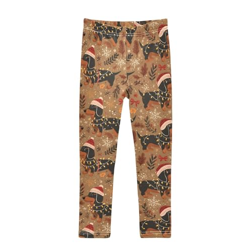 Beautiful Sausage Dog Girls Leggings Ultra Soft Compression Yoga Gym Pants for Kids 4-10T