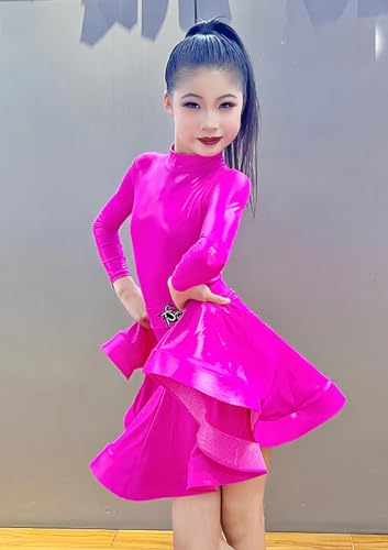 Vestido de dança latina de 2 peças, vestido infantil de dança latina de salão/corrida, rumba samba p
