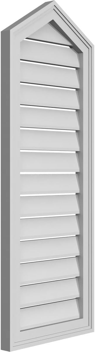 GVSPE16X4202SF-07 Peaked Top Brickmould Frame, Primed Tan Signature Series Surface Mount Gable Vents, 16-in. W x 42-in. H, Unfinished