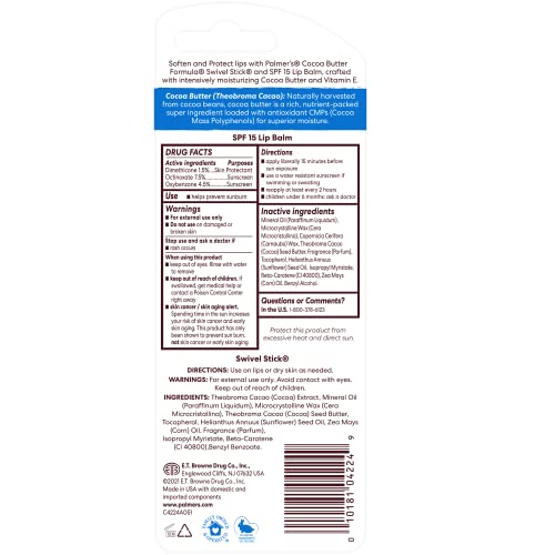 Palmer's Cocoa Butter Formula Duo Pack, Moisturizing Swivel Stick and Lip Balm with Vitamin E, All Day Moisturization, For use on Lips, Dry Patches, Marks & Scars (Pack of 2) - Image 3
