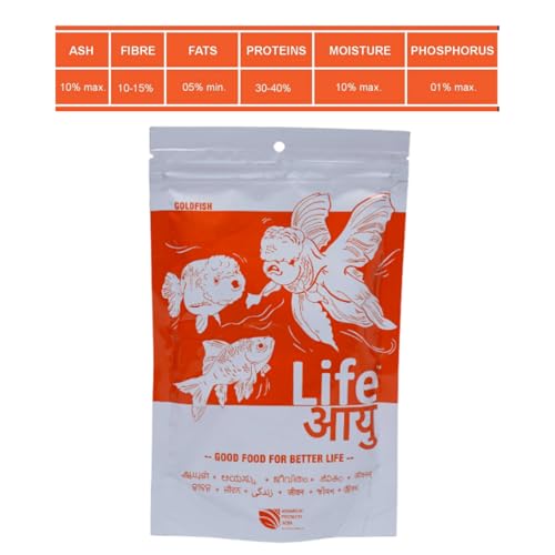 Image of Life AAYU Gold Fish Food | Ayurvedic Soft-Sinking Pellets with Tulsi, Papaya & Paprika | for All Fish Sizes (Medium, 100gms)