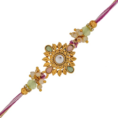 Image of eCraftIndia Pack of 10 Beautiful Floral Designer Rakhi for Brother Bhaiya Bhai Kids Boy | 10 Best Bro Ever Fridge Magnets Gift Combo Set | Roli Chawal Pack | Raksha Bandhan Rakhi Collection