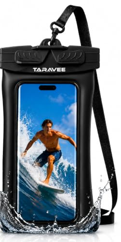 Image of Waterproof Phone Pouch, IPX8 Universal Waterproof Phone Case Dry Bag with Lanyard for iPhone 14 13 12 11 Pro Max XR X XS SE 8 Plus Samsung S23 S22 Ultra S21 S10 S9 (Floating- Black Pack of 1)