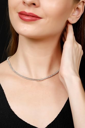 8 CT D VVS1 Lab Grown Diamond Riviera Tennis Necklace – Half Diamond, Half Illusion Setting in 14K White Gold, 16 Inch Luxury Jewelry - Image 9