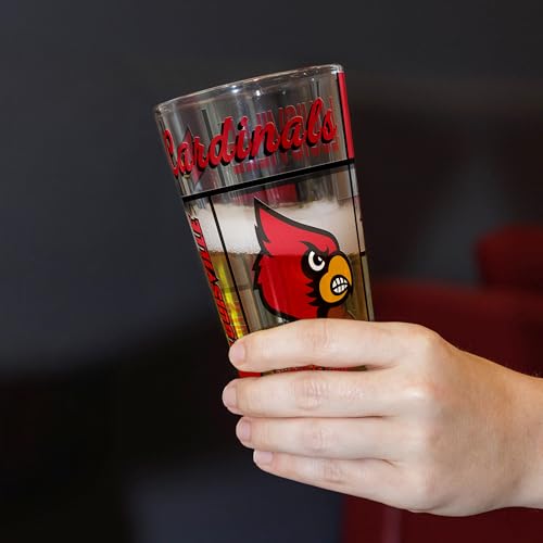 Image of Logo Brands NCAA oz Stained Glass Pint Glass - 3D Embossed Logo & Bold Team Colors - Durable Sports Fan Beer Glass for Home, Bar & Tailgates