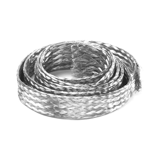 Tira de conexión a tierra trenzada cobre, correa a con funda metal estañado, ancho 5 a 100 mm, longitud cable flexible 1 metro, adecuada for conexiones eléctricas(Width 6mm)