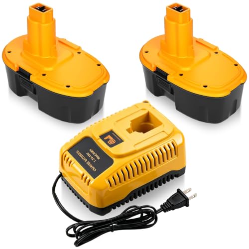 2 Packs 4.5Ah Replacement for Dewalt 18V Battery DC9096 and Charger(Yellow)