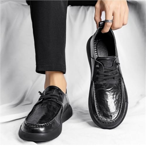 Oxfords Classic Casual Shoes Patent Leather Lace Up Platform Heightening Slip Resistant Low Top Work Office Business Shoes4